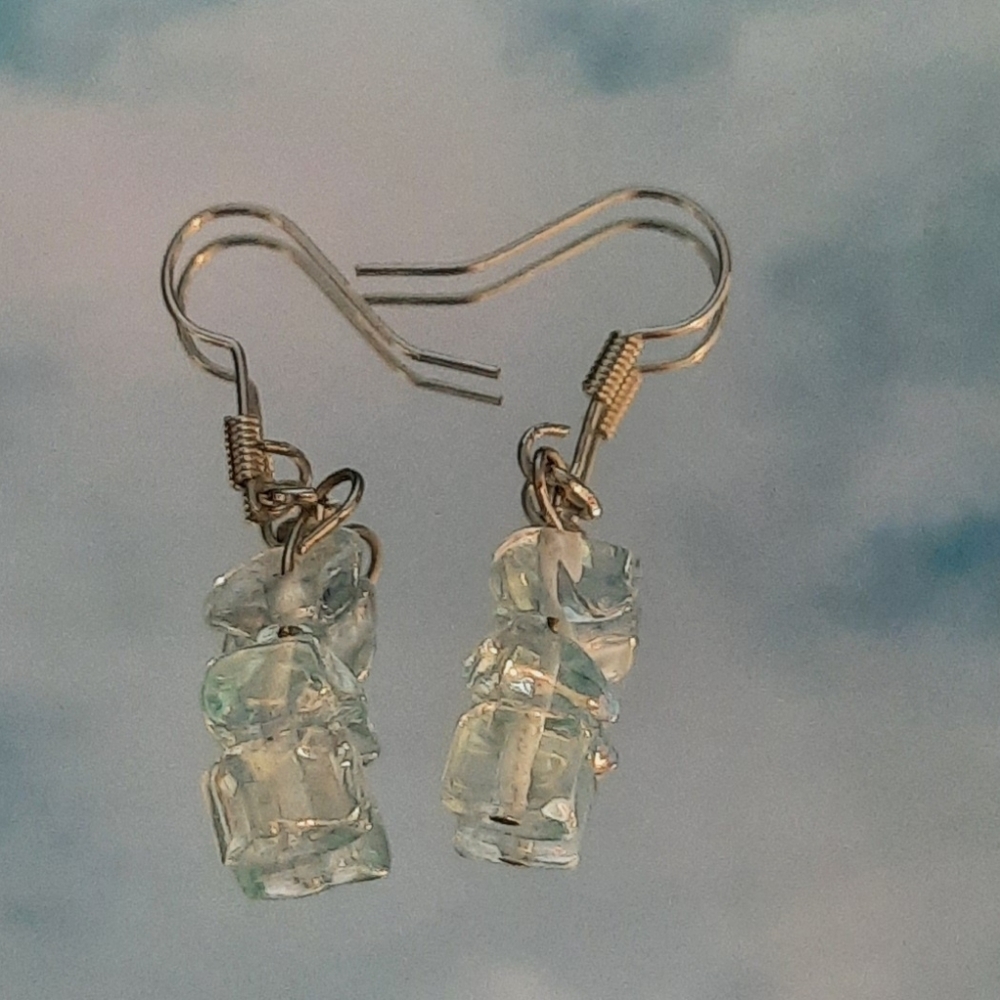 Transparent tinted blue gem like earrings